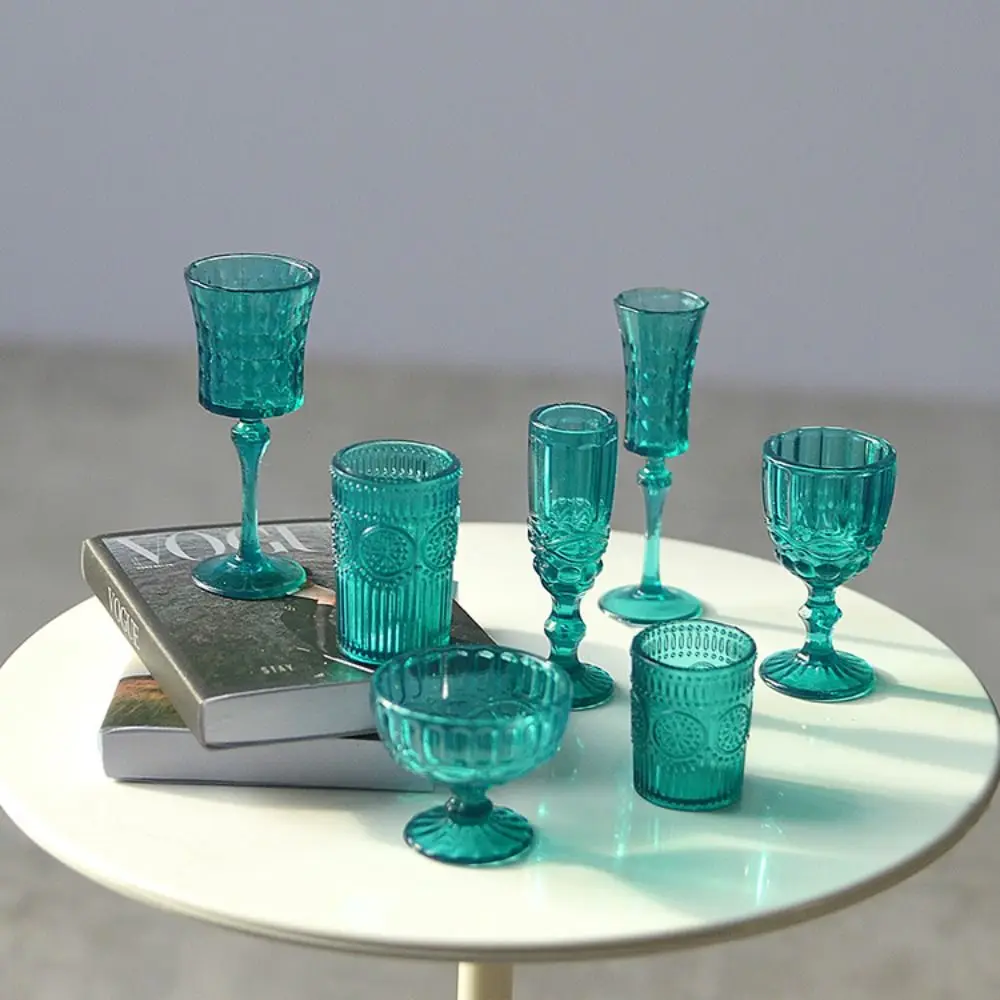 1/6 Scale Dollhouse Water Cup Champagne Glass Scene Model Miniature Wine Glass Multicolor Pretend Play Kitchenware