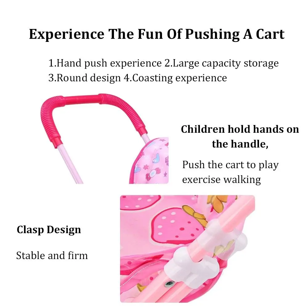 Trendy Plastic + Metal Dolls Pram Iron Support Frame Play Game Stroller Role Play Furniture Toy Little Girls Boys