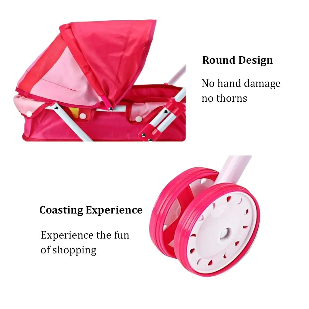 Trendy Plastic + Metal Dolls Pram Iron Support Frame Play Game Stroller Role Play Furniture Toy Little Girls Boys