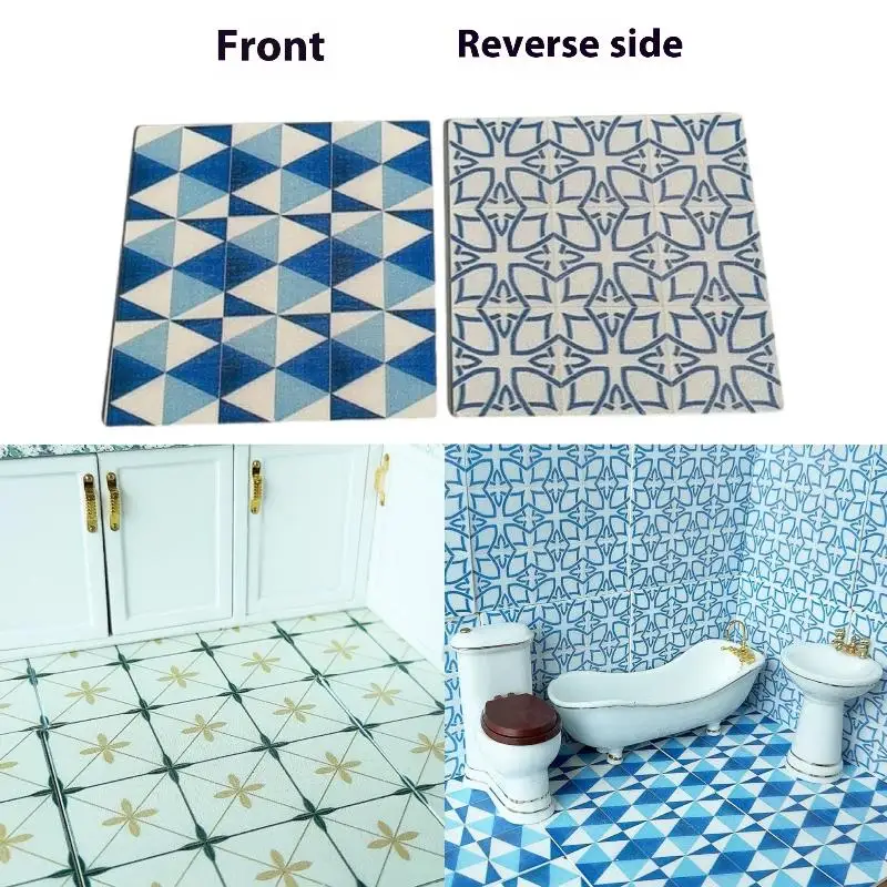 1:12 Dollhouse Miniature Wooden Floor Model Square Wallpaper Bathroom Living Room Decoration Toys Doll House Accessories