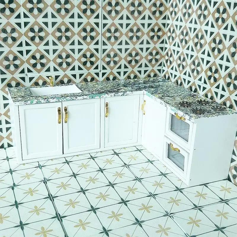1:12 Dollhouse Miniature Wooden Floor Model Square Wallpaper Bathroom Living Room Decoration Toys Doll House Accessories