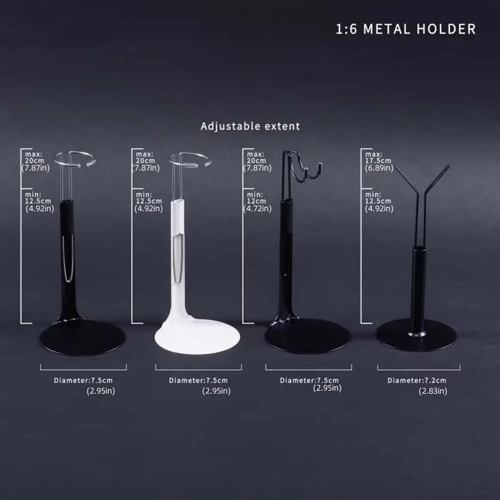 12 inch U-Shape Doll Display Stand Adjustable Metal Holder Doll Bracket Support 1/6 Scale Black White Figure Models Stand DIY