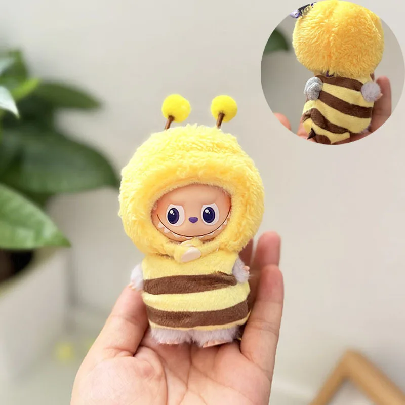 10cm Mini Labubu 4.0 Doll Clothes 4th-Gen Cute Bee & Dinosaur Baby Outfit Set Accessories for Mini Labubu