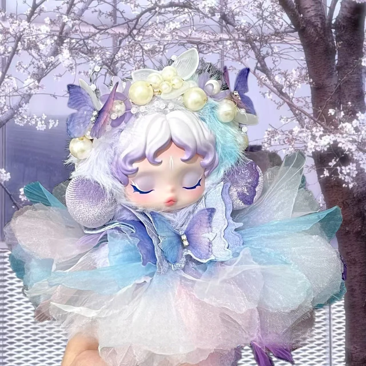 For Cloth Skullpanda Light Weaving Garden Exquisite Purple Butterfly Dress set Flower Headband Vinyl Doll Clothes Accessories