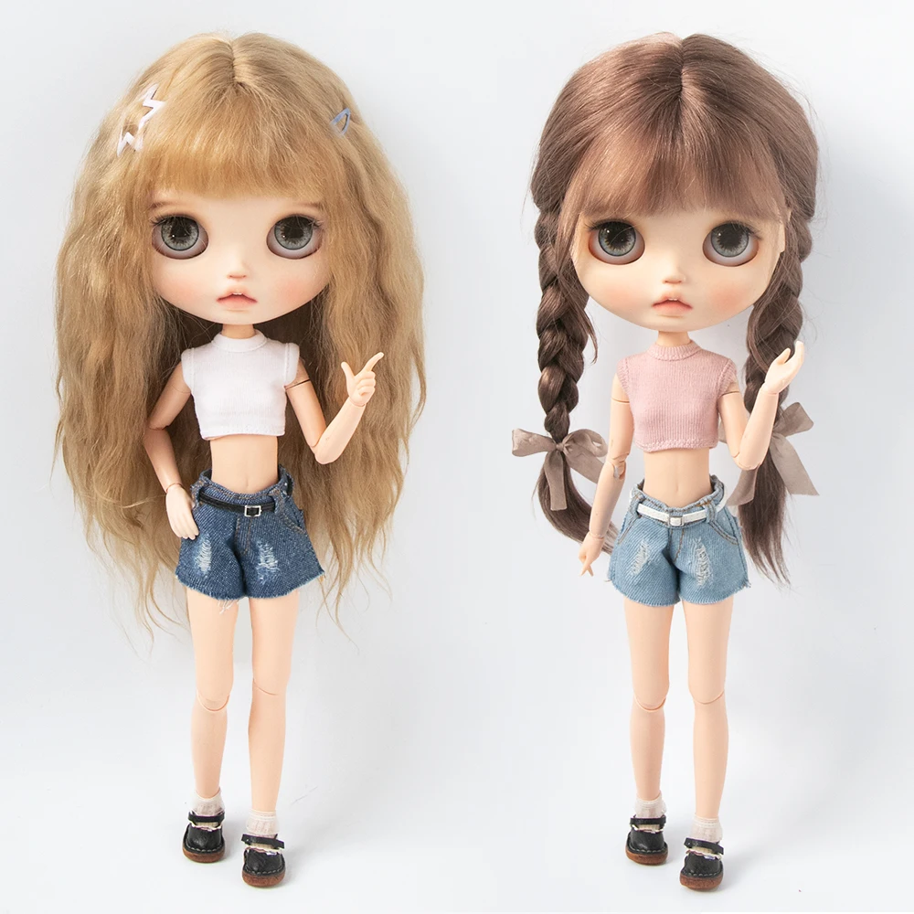 Blythe Clothing Fashion Vest Tops Denim Shorts Casual Pants Belt Multicolor for Licca Azones Ob22 24 Ker YMY Doll Accessories