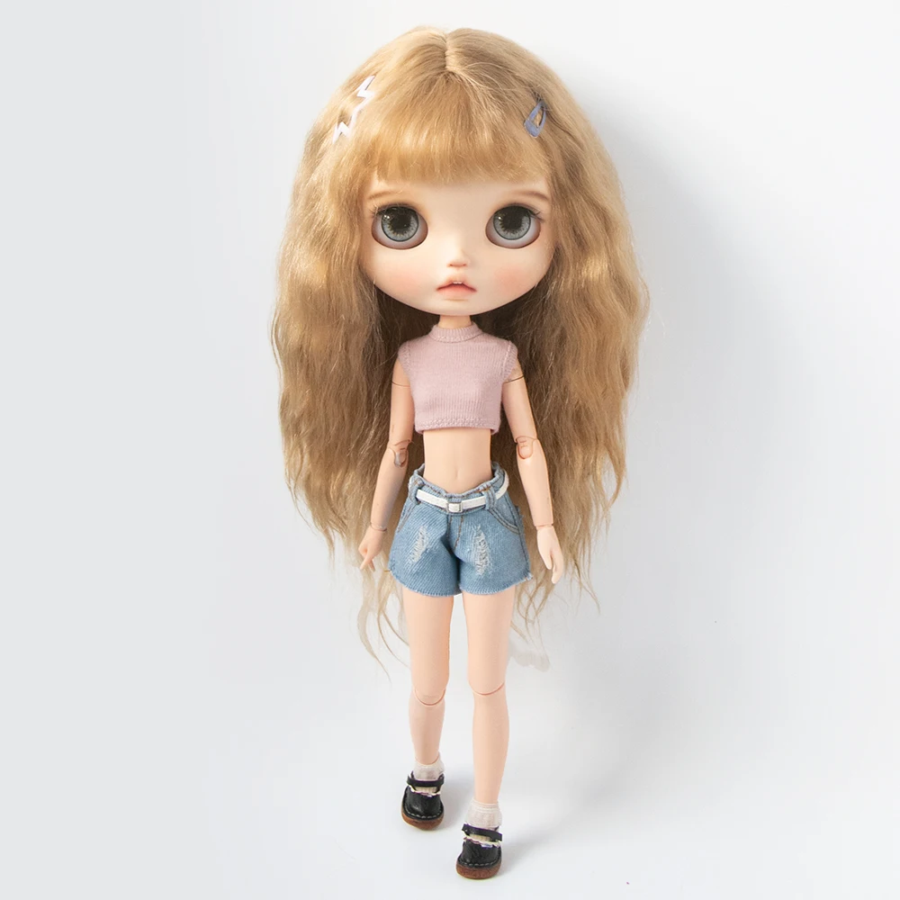 Blythe Clothing Fashion Vest Tops Denim Shorts Casual Pants Belt Multicolor for Licca Azones Ob22 24 Ker YMY Doll Accessories