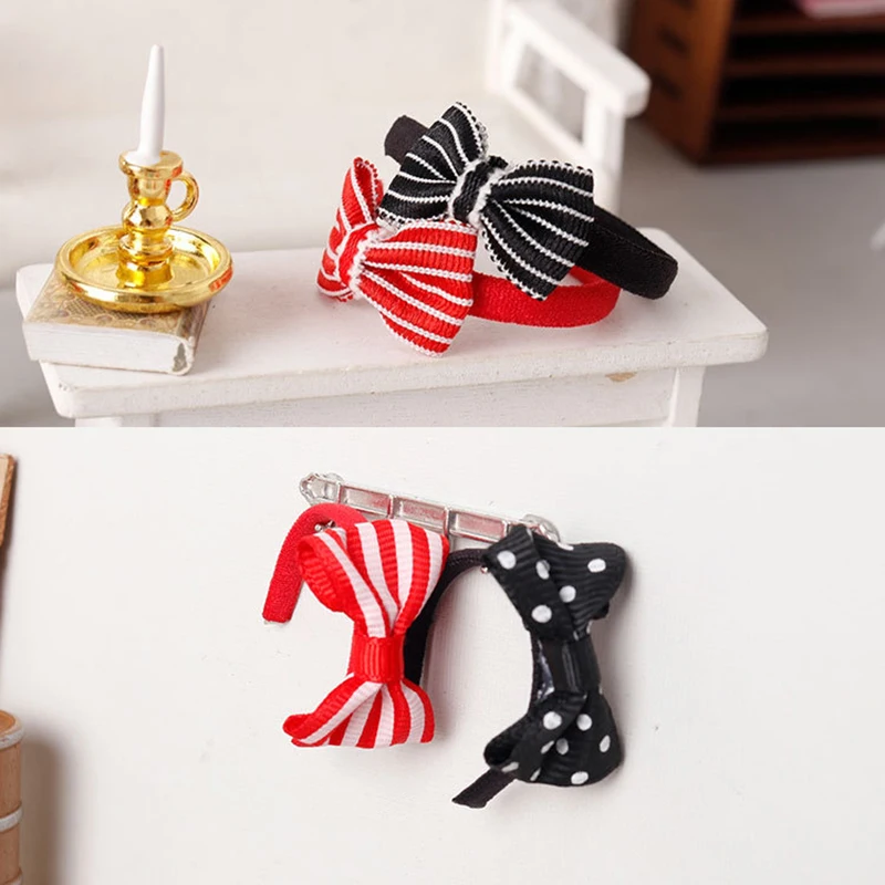 1Pcs 1:12 Dollhouse Accessories Doll Bow Headband ob11 Handmade Doll Hair Accessories DIY Doll Pearl Hairpin