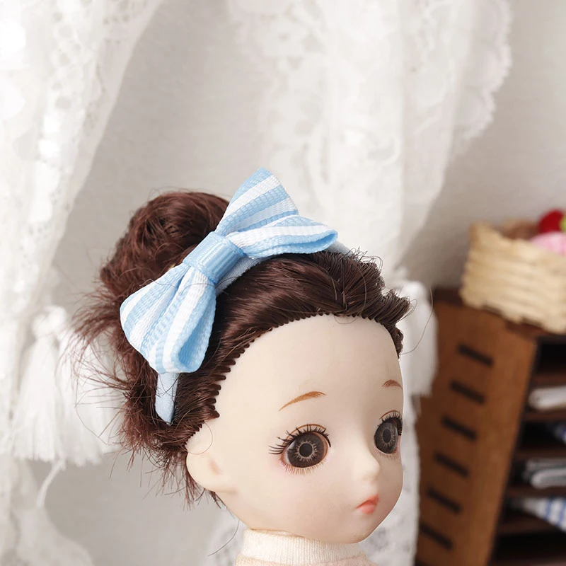 1Pcs 1:12 Dollhouse Accessories Doll Bow Headband ob11 Handmade Doll Hair Accessories DIY Doll Pearl Hairpin