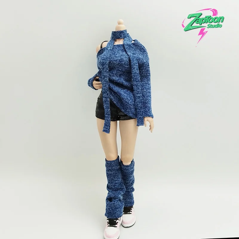 1/6 Scale Sexy Off Shoulder Oversize Jumpers for 12-inch Action Figures BJD Loose Pullover Long Sleeve T Shirt Action Outfit
