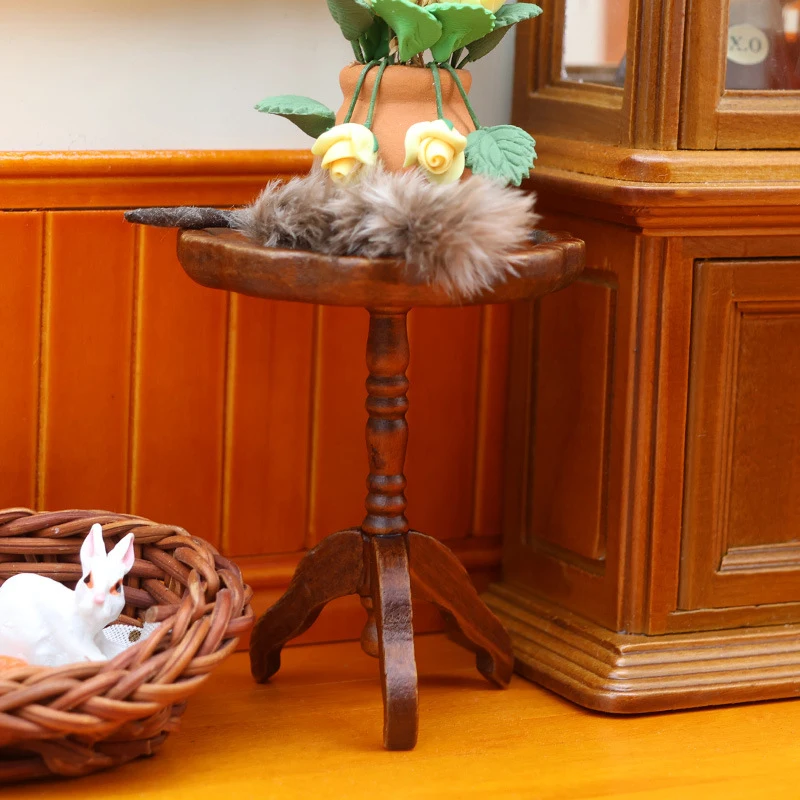 1Pc Vintage Miniature Furniture 1:12 Dollhouse Wood Table Multifunction Cabinet Bookcase Model Toy Cupboard Dolls Accessories
