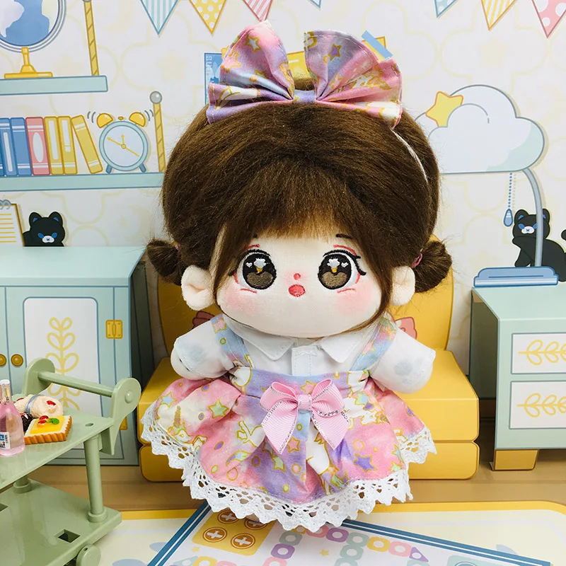 New 20cm No Attribute Figure Toys Cotton Puppy Pattern Cute Face Figure Idol Star Dolls Stuffed Nude Cotton Body Doll Girls Gift