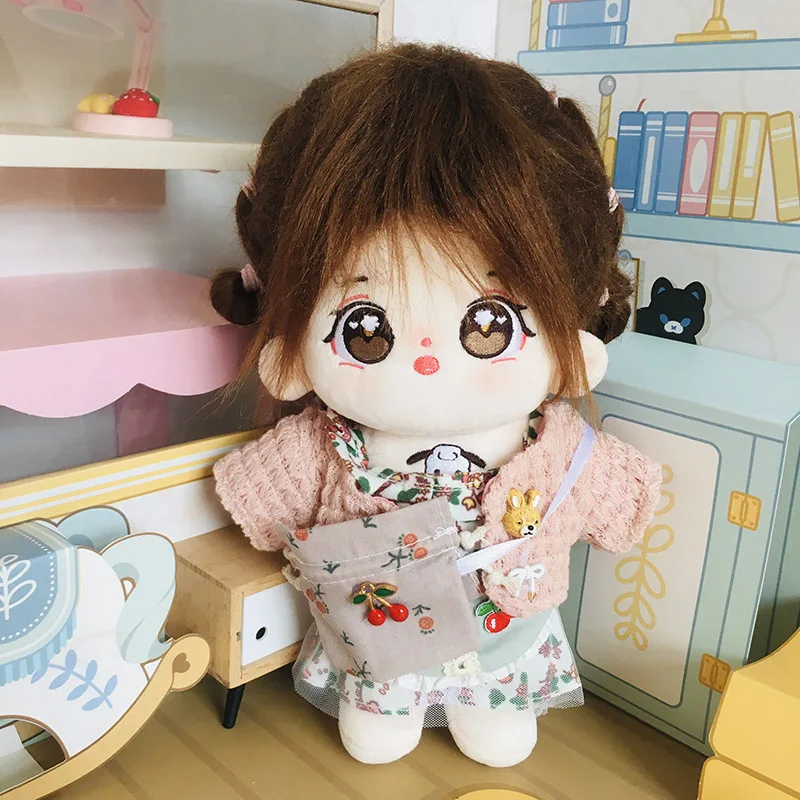 New 20cm No Attribute Figure Toys Cotton Puppy Pattern Cute Face Figure Idol Star Dolls Stuffed Nude Cotton Body Doll Girls Gift