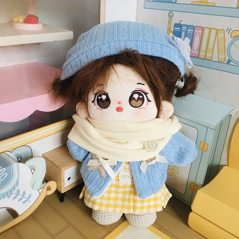 New 20cm No Attribute Figure Toys Cotton Puppy Pattern Cute Face Figure Idol Star Dolls Stuffed Nude Cotton Body Doll Girls Gift