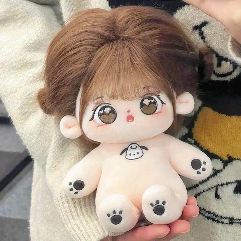 New 20cm No Attribute Figure Toys Cotton Puppy Pattern Cute Face Figure Idol Star Dolls Stuffed Nude Cotton Body Doll Girls Gift