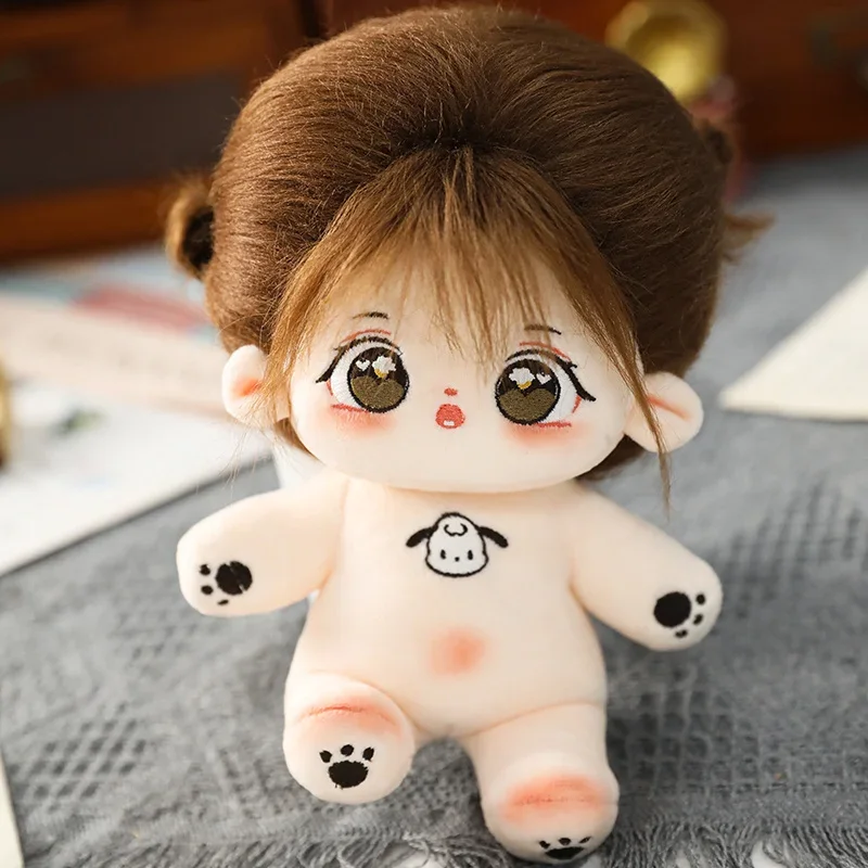 New 20cm No Attribute Figure Toys Cotton Puppy Pattern Cute Face Figure Idol Star Dolls Stuffed Nude Cotton Body Doll Girls Gift