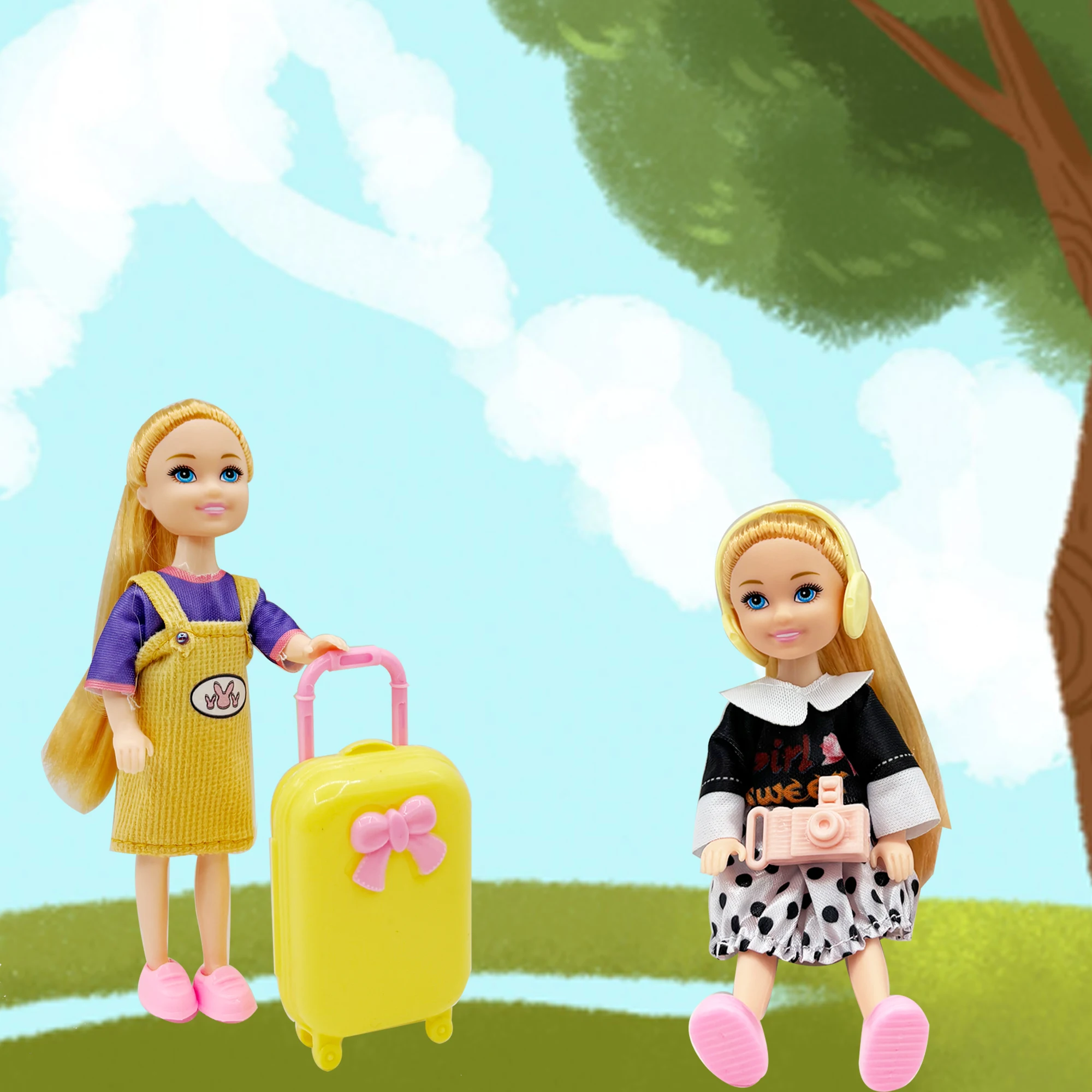 25pcs Doll Outfit Set with Travel Case, Fashionable Mini Clothes & Accessories for 5.3-6" Dolls - Includes Shoes