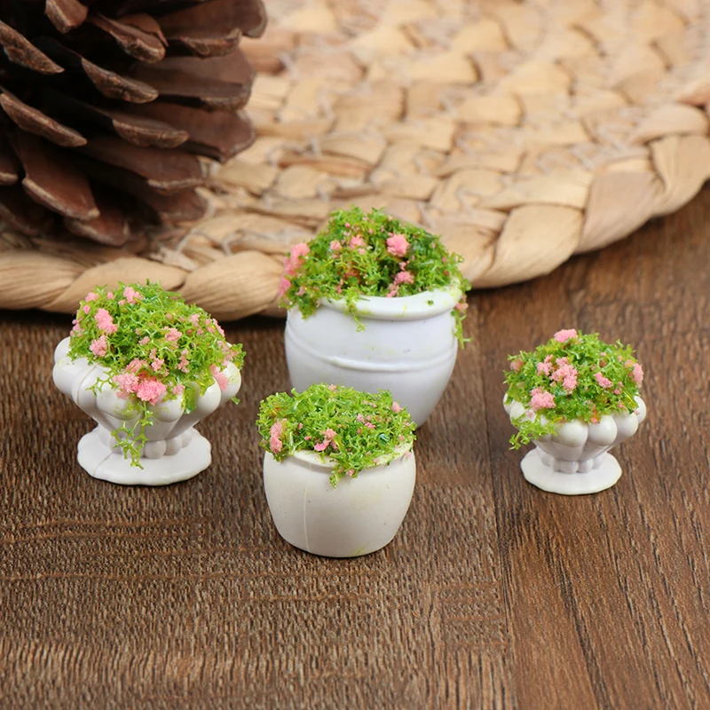 1/2Pcs Dollhouse Furniture 1:12 Accessories Mini Green Plant Bonsai Flower Pots