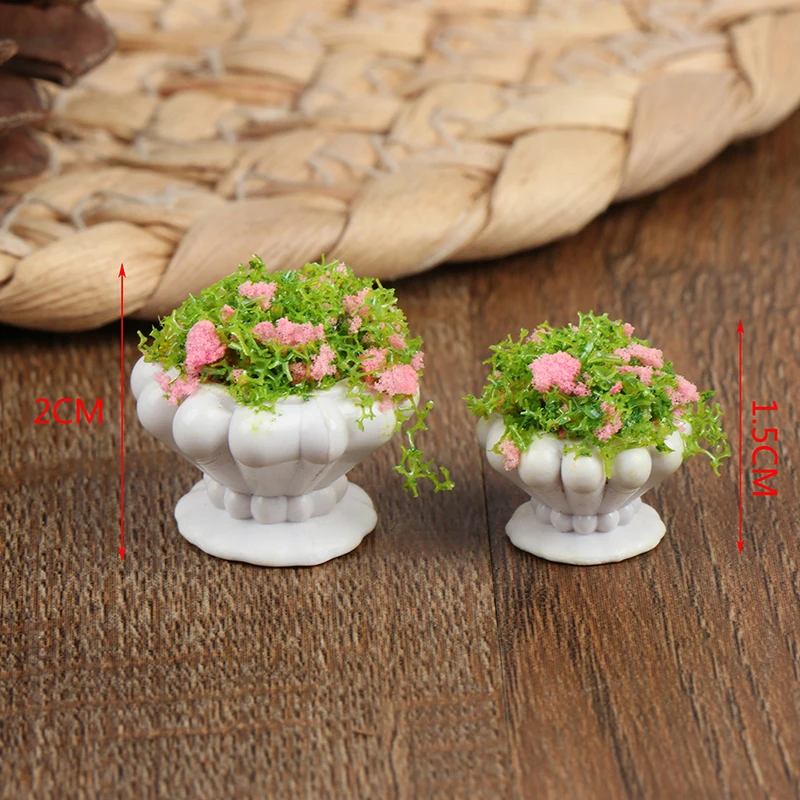 1/2Pcs Dollhouse Furniture 1:12 Accessories Mini Green Plant Bonsai Flower Pots