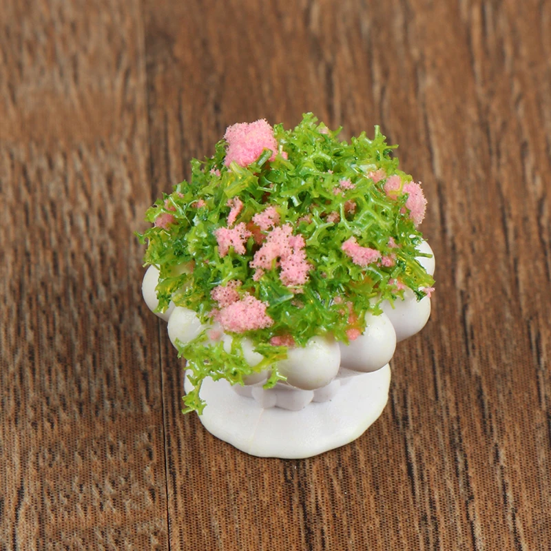 1/2Pcs Dollhouse Furniture 1:12 Accessories Mini Green Plant Bonsai Flower Pots