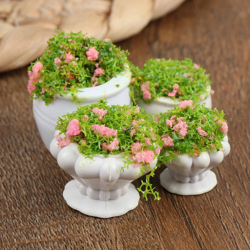 1/2Pcs Dollhouse Furniture 1:12 Accessories Mini Green Plant Bonsai Flower Pots
