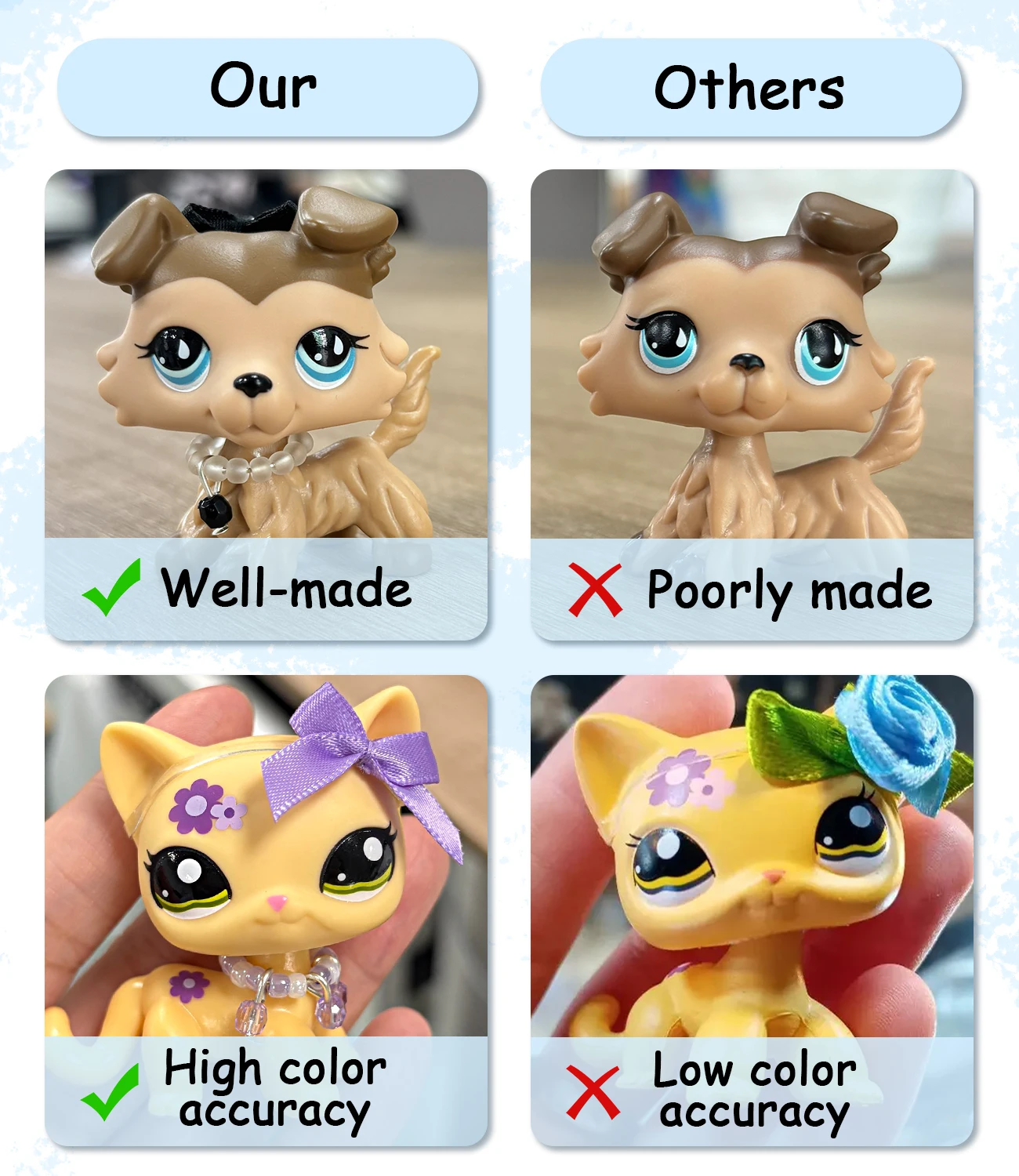 Custom Collie Shorthair Cats Made OOAK Puppy Lot Collection Figure Kids Boys Girls Birthday Set