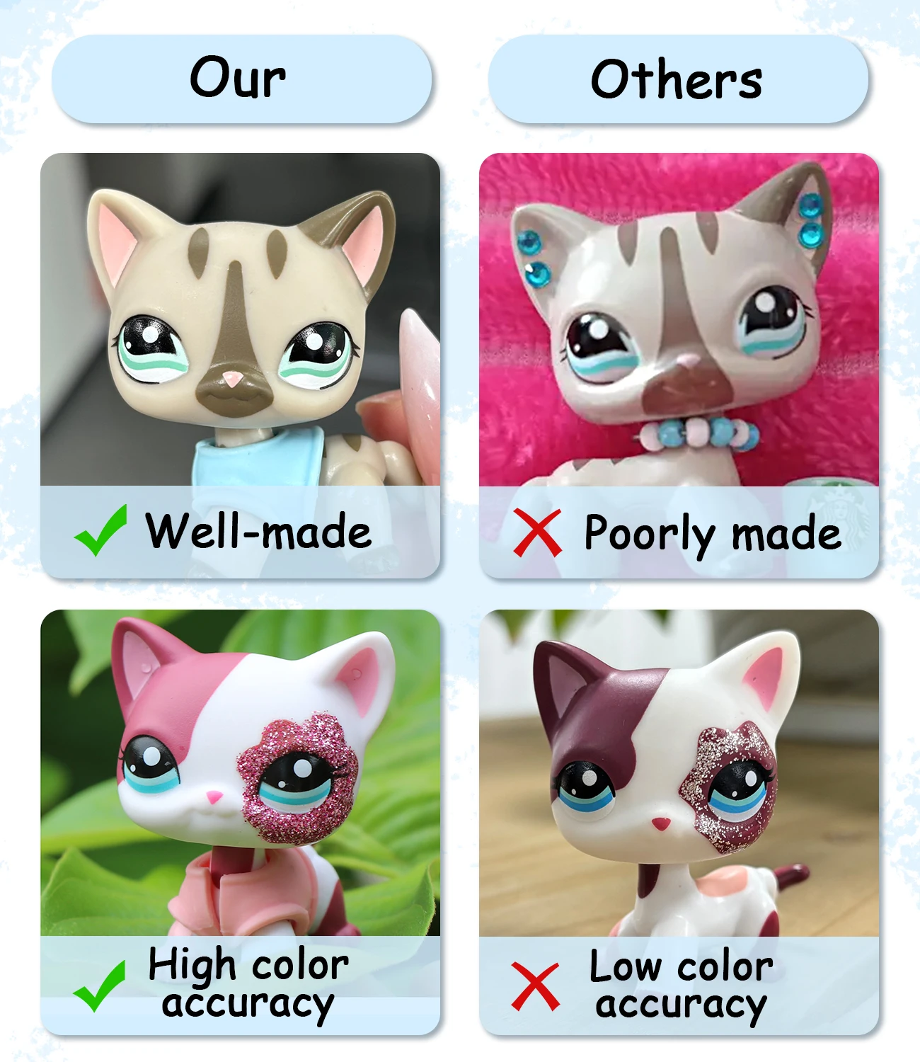 Custom Collie Shorthair Cats Made OOAK Puppy Lot Collection Figure Kids Boys Girls Birthday Set