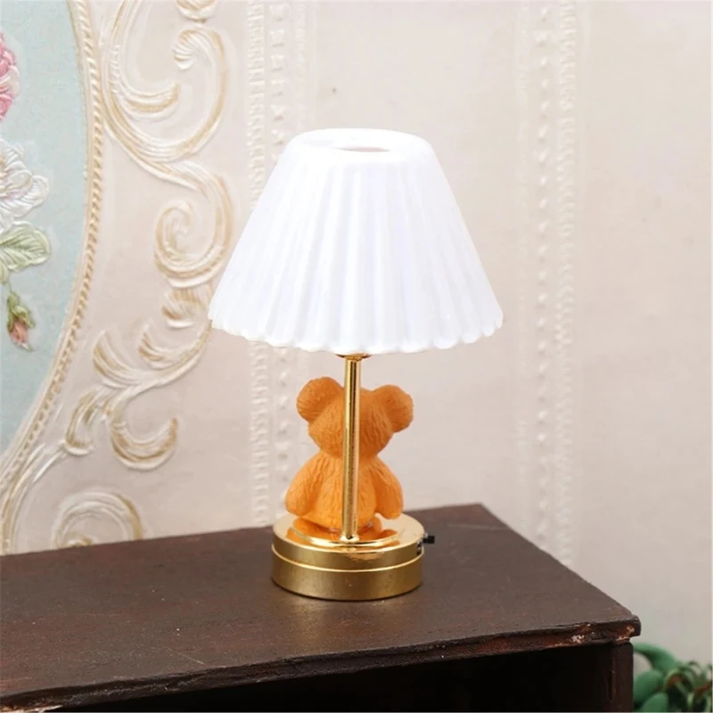 1:12 Scale Dollhouse Mini Table Lamp Modern Furniture Model Miniature Bedside Reading Lamp Toys Doll House Room Light Decor
