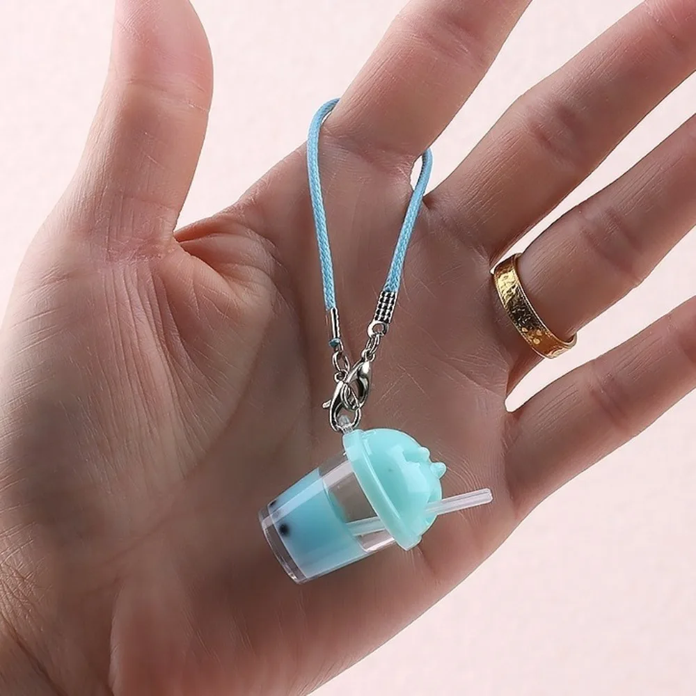 Cute Bubble Tea Handbag Charm Resin Mini Size Milk Tea Pendant Simulation Model Colorful Car Key Chain for Kids Gifts