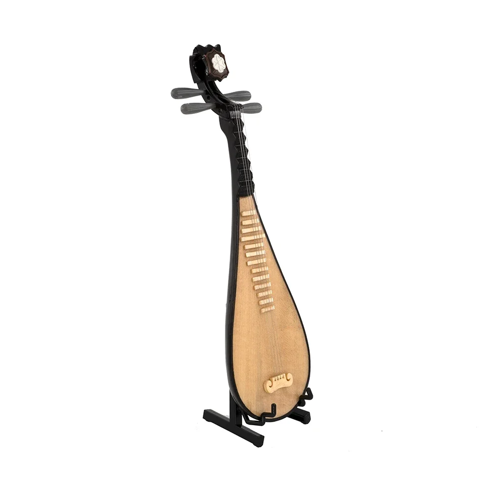 1Pcs Miniature Chinese Lute Model with Support and Case Mini Musical Instrument 1/12 Dollhouse 1/6 Action figure Accessories bjd