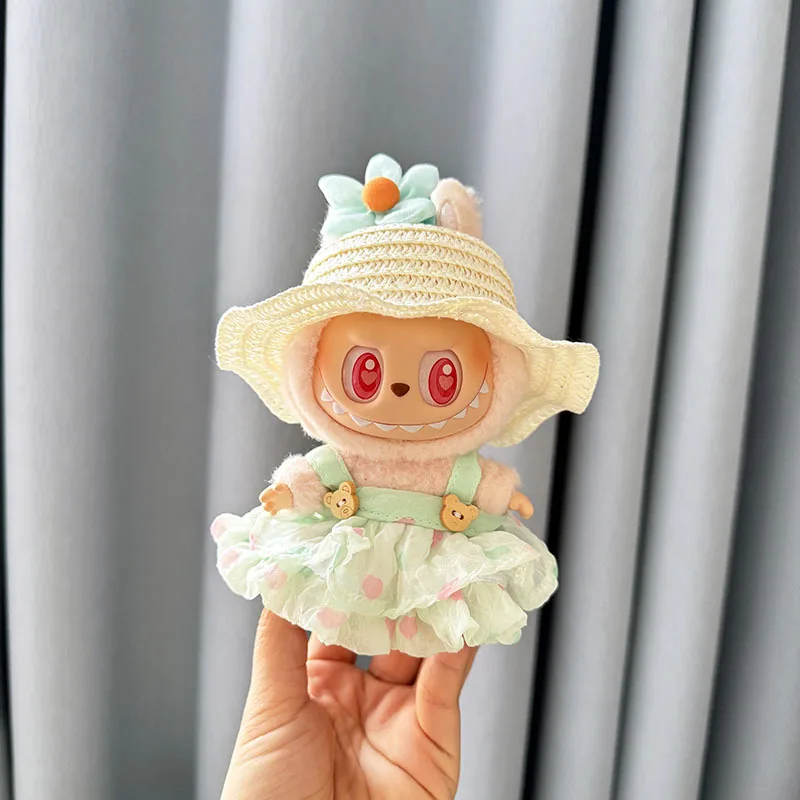 Luxury Plush Wedding Dress Dolls Clothes for Labubu I II Korea Style Fluffy Romantic Wedding Dress Flower Hat Suit for Ladbubu