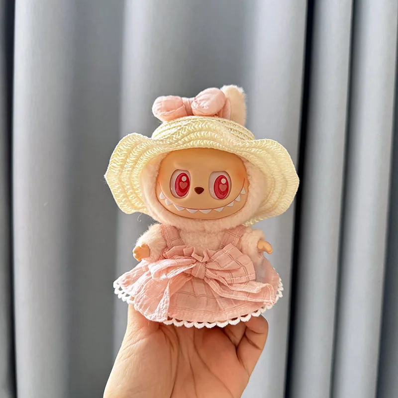 Luxury Plush Wedding Dress Dolls Clothes for Labubu I II Korea Style Fluffy Romantic Wedding Dress Flower Hat Suit for Ladbubu