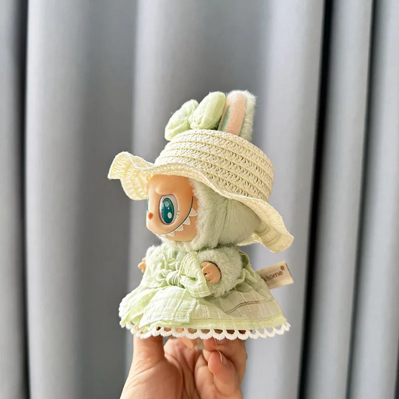 Luxury Plush Wedding Dress Dolls Clothes for Labubu I II Korea Style Fluffy Romantic Wedding Dress Flower Hat Suit for Ladbubu