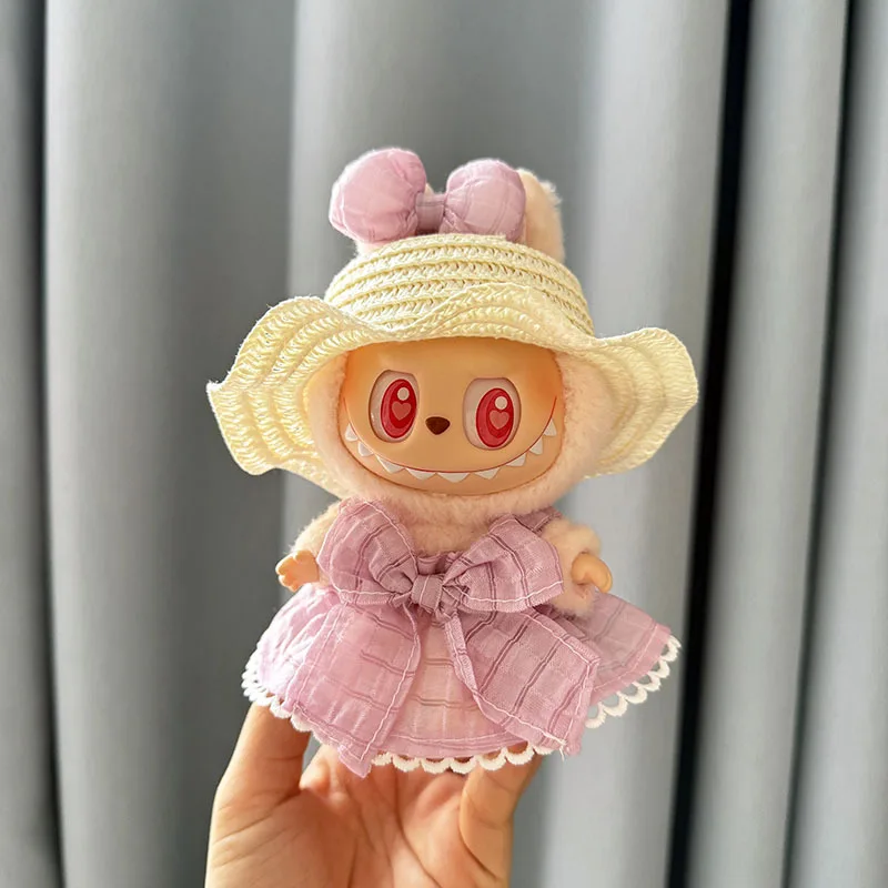 Luxury Plush Wedding Dress Dolls Clothes for Labubu I II Korea Style Fluffy Romantic Wedding Dress Flower Hat Suit for Ladbubu