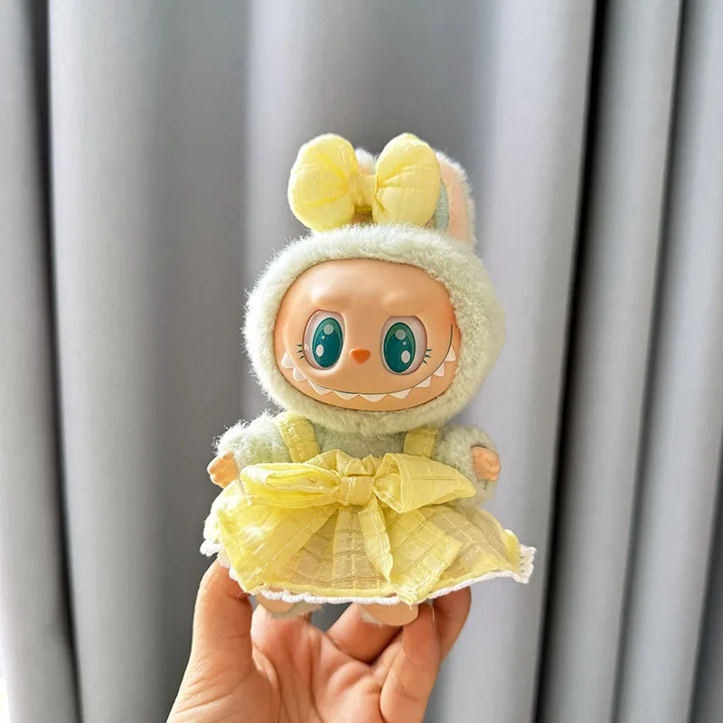 Luxury Plush Wedding Dress Dolls Clothes for Labubu I II Korea Style Fluffy Romantic Wedding Dress Flower Hat Suit for Ladbubu