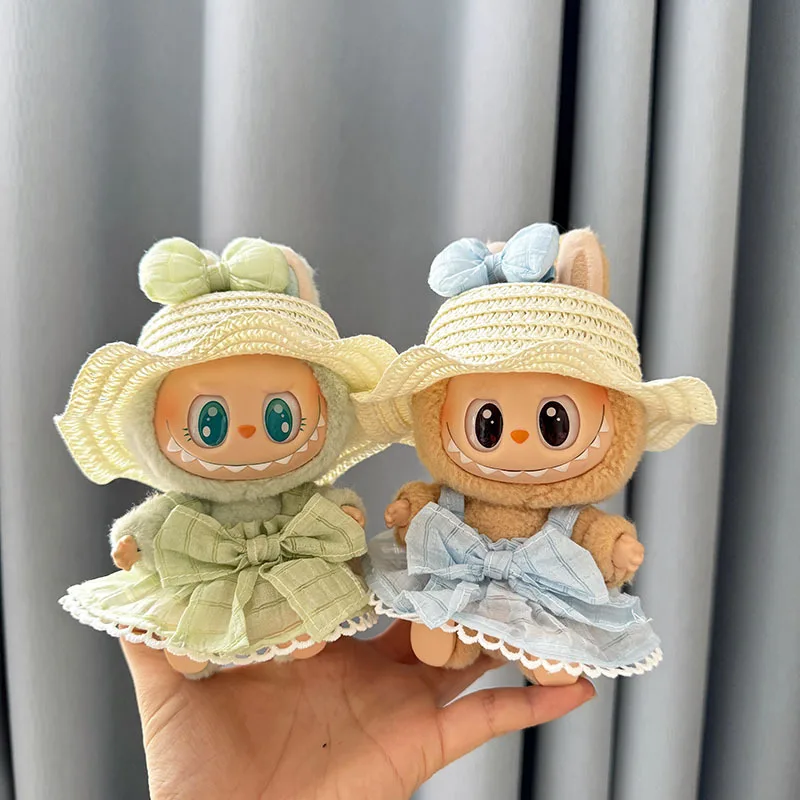 Luxury Plush Wedding Dress Dolls Clothes for Labubu I II Korea Style Fluffy Romantic Wedding Dress Flower Hat Suit for Ladbubu