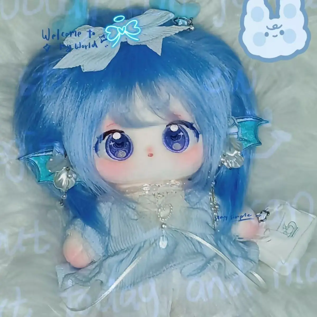 20cm Anime Game Xi Shi Honor of Kings Blue Hair Girl Soft Plush Body Dress Up Cotton Doll Stuffed Toys Cosplay Dolls Pillow Gift