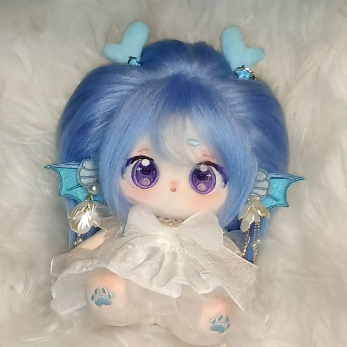 20cm Anime Game Xi Shi Honor of Kings Blue Hair Girl Soft Plush Body Dress Up Cotton Doll Stuffed Toys Cosplay Dolls Pillow Gift