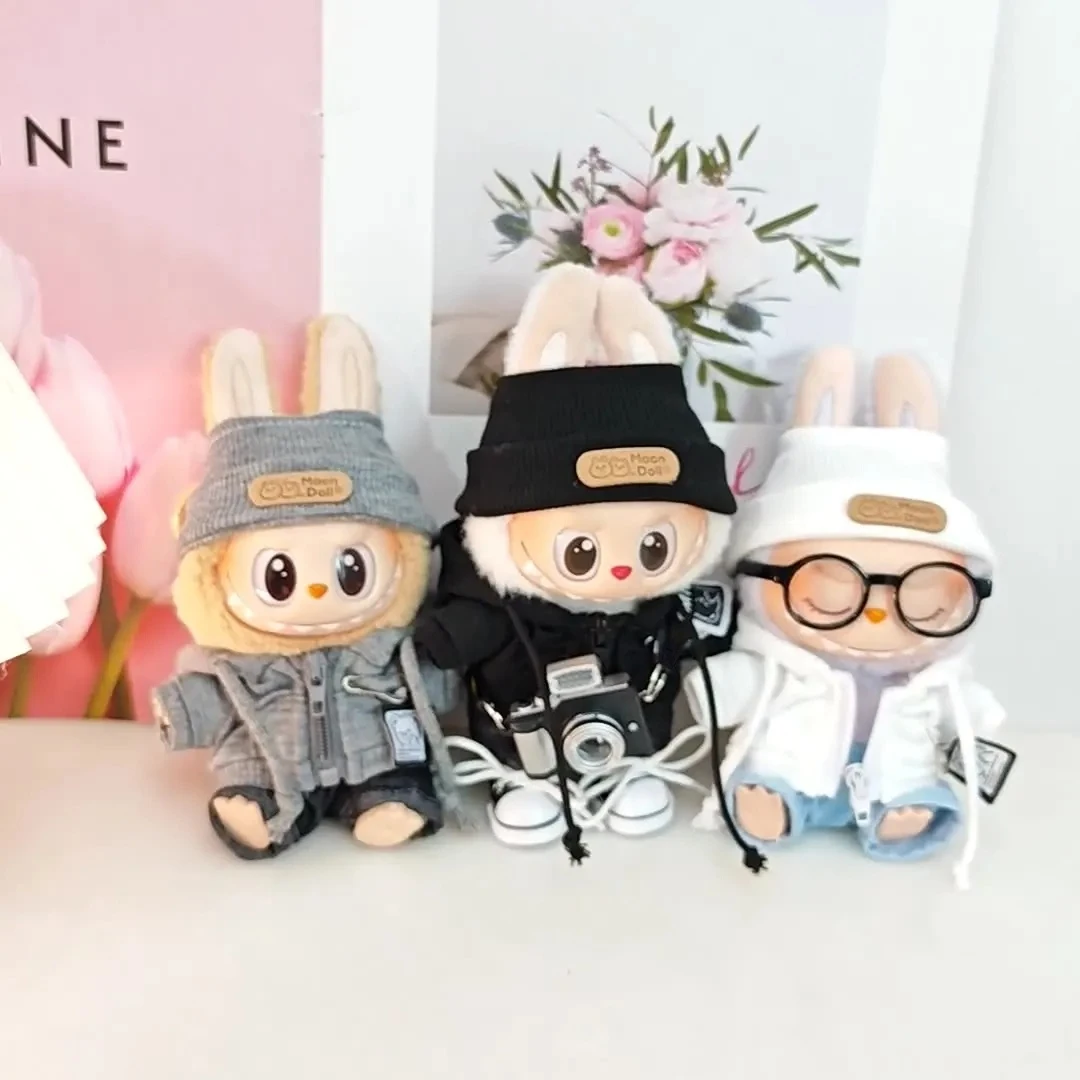 Labubu Doll Clothing Academy Cool Shadow Uniform Set 17cm Plush Doll Clothing Accessories Labubu I II Idol Doll Sitting Party