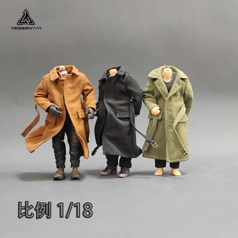 1/18 Scale Long Trench Coat |3.75-Inch Styled Jacket |Figure Clothes for BFS and Dark Source Series |Wire-Shaped BJD Clothing