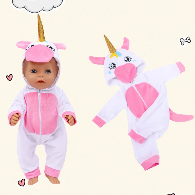 Doll Clothes for 17-18 Inch Dolls 43 cm Doll Baby Born Doll Cute Jumpers Rompers Suit Warm Clothes on A Doll Baby Christmas Gift