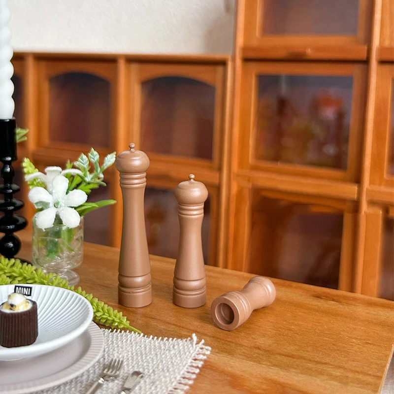 New 3Pcs Doll House Furniture Gift Dollhouse Alloy Cooking Pepper Grinding Bottle Miniature Mini Scene Model Doll Accessories