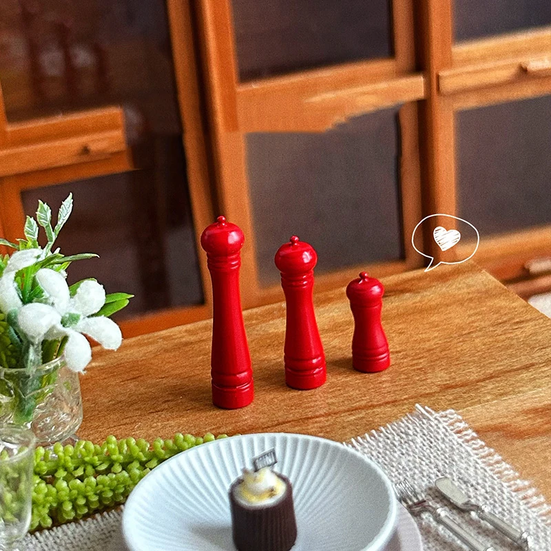 New 3Pcs Doll House Furniture Gift Dollhouse Alloy Cooking Pepper Grinding Bottle Miniature Mini Scene Model Doll Accessories