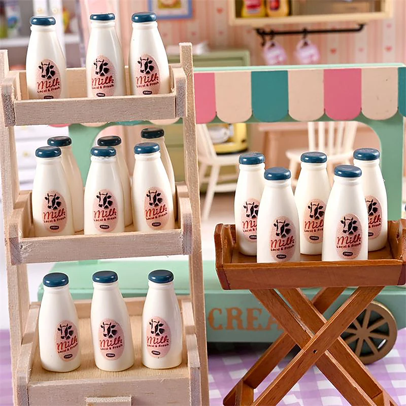 5/10PCS Miniature Food Model Toy Milk Bottle Drinks Dollhouse Accessories Kids Toy Dollhouse Kitchen Ornaments Photography Props