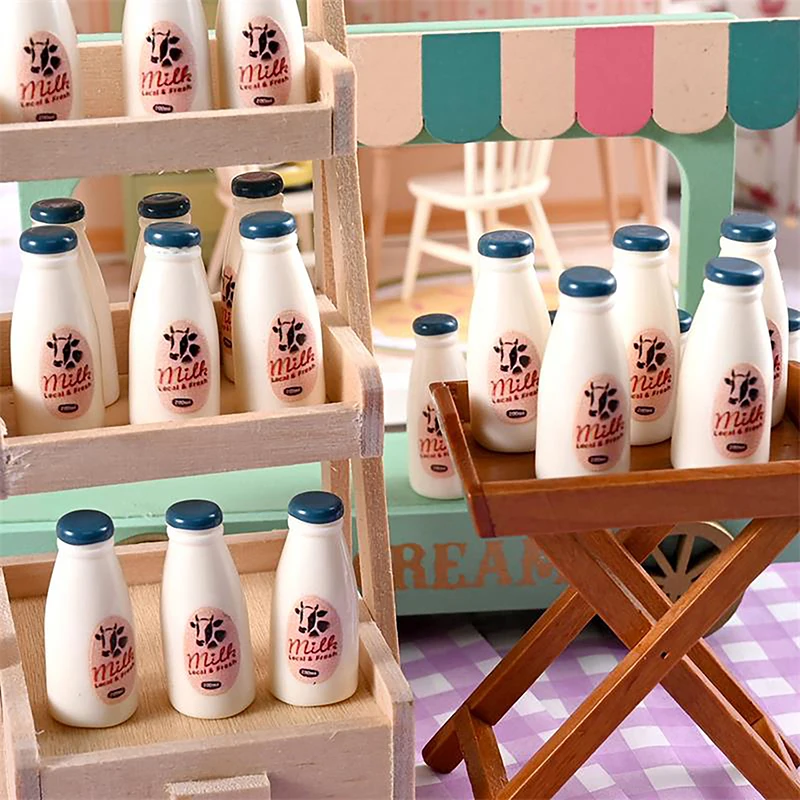 5/10PCS Miniature Food Model Toy Milk Bottle Drinks Dollhouse Accessories Kids Toy Dollhouse Kitchen Ornaments Photography Props