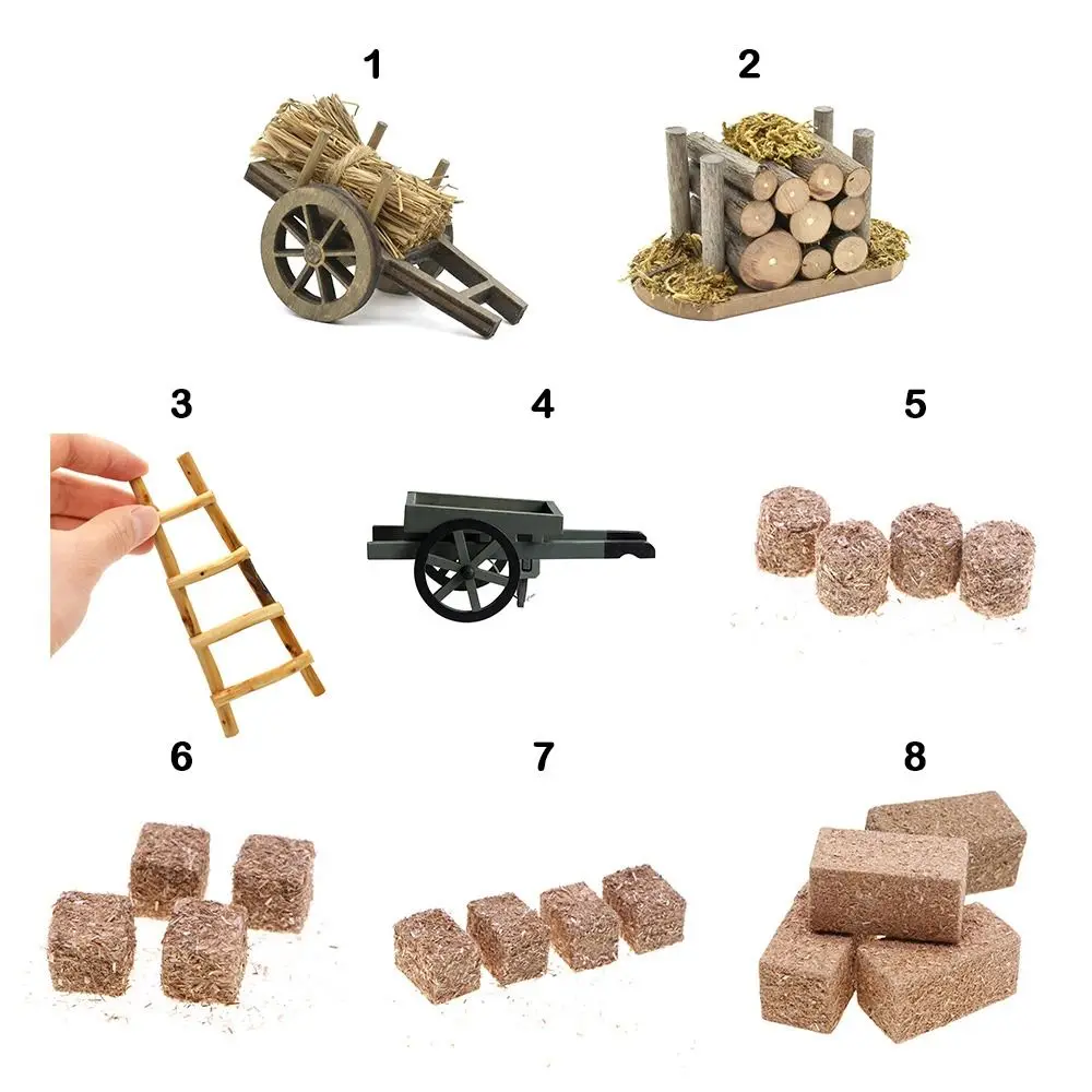 New 1:12 Scale Dollhouse Firewood Pile Multistyles Mini Cart Scene Model Micro Landscape Fairy Garden Decor