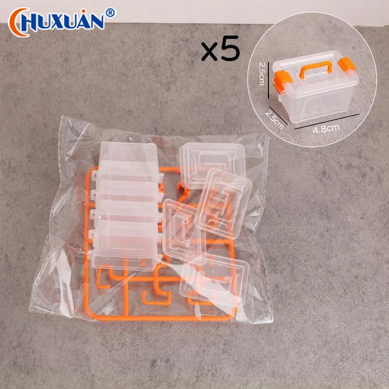 [Q]5Pcs Portable Organizer Case Dollhouse Transparent Plastic Storage Box Household Lightweight Storage Boxes