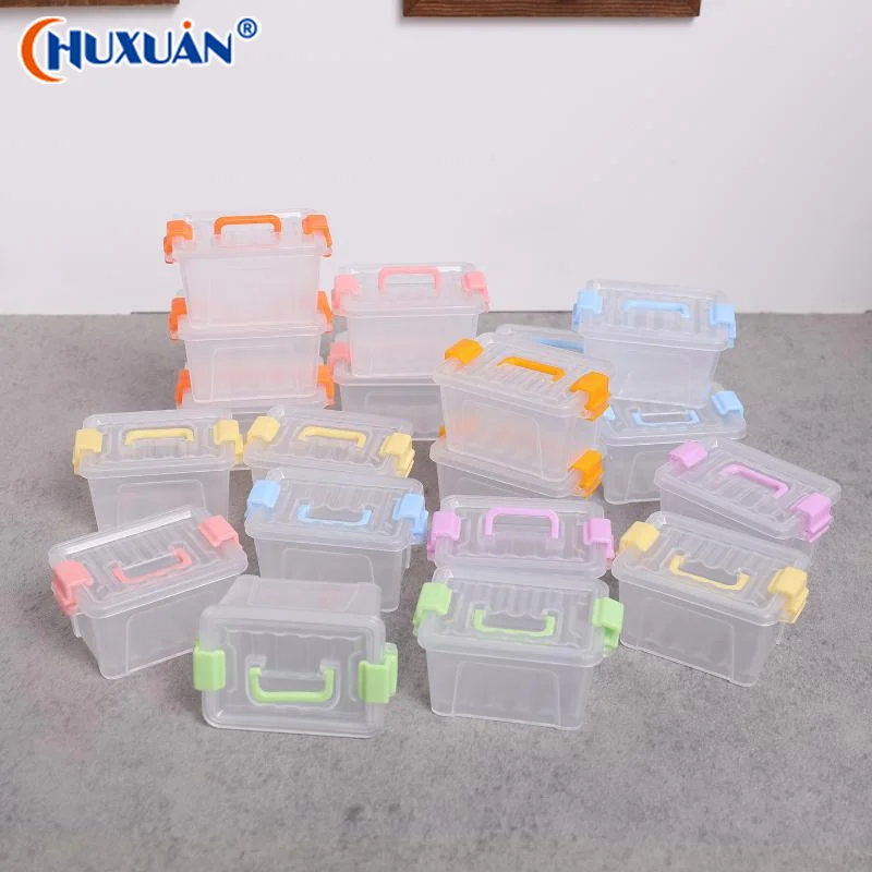 [Q]5Pcs Portable Organizer Case Dollhouse Transparent Plastic Storage Box Household Lightweight Storage Boxes