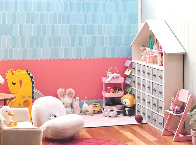 30*30CM 1:12 Dollhouse Furniture Items Miniature White PVC Tile Stickers Bricks Wallpaper Model DIY Decor Scene Accessories
