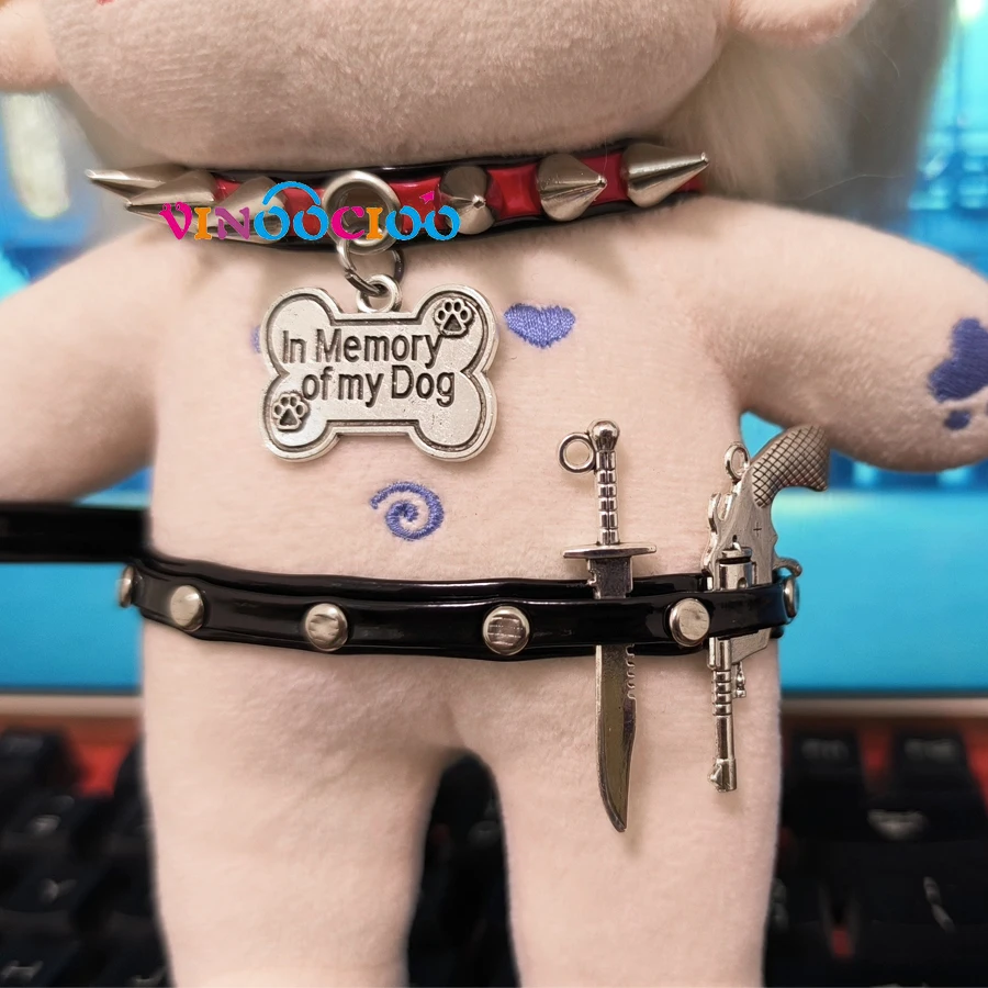 20cm Cotton Doll Accessories Choker Devil Eyes Necklace Leather Belt Waistband with Weapons Punk Style Cotton Doll Accessories