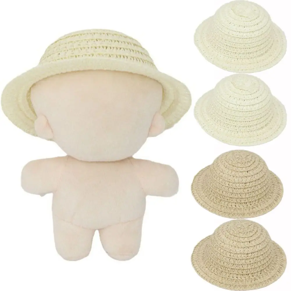 New Mini Dollhouse Miniature Hat Handmade 5 Styles Tassel Straw Hat Doll House Ornament Hand Weaved Hats 10cm Cotton Dolls